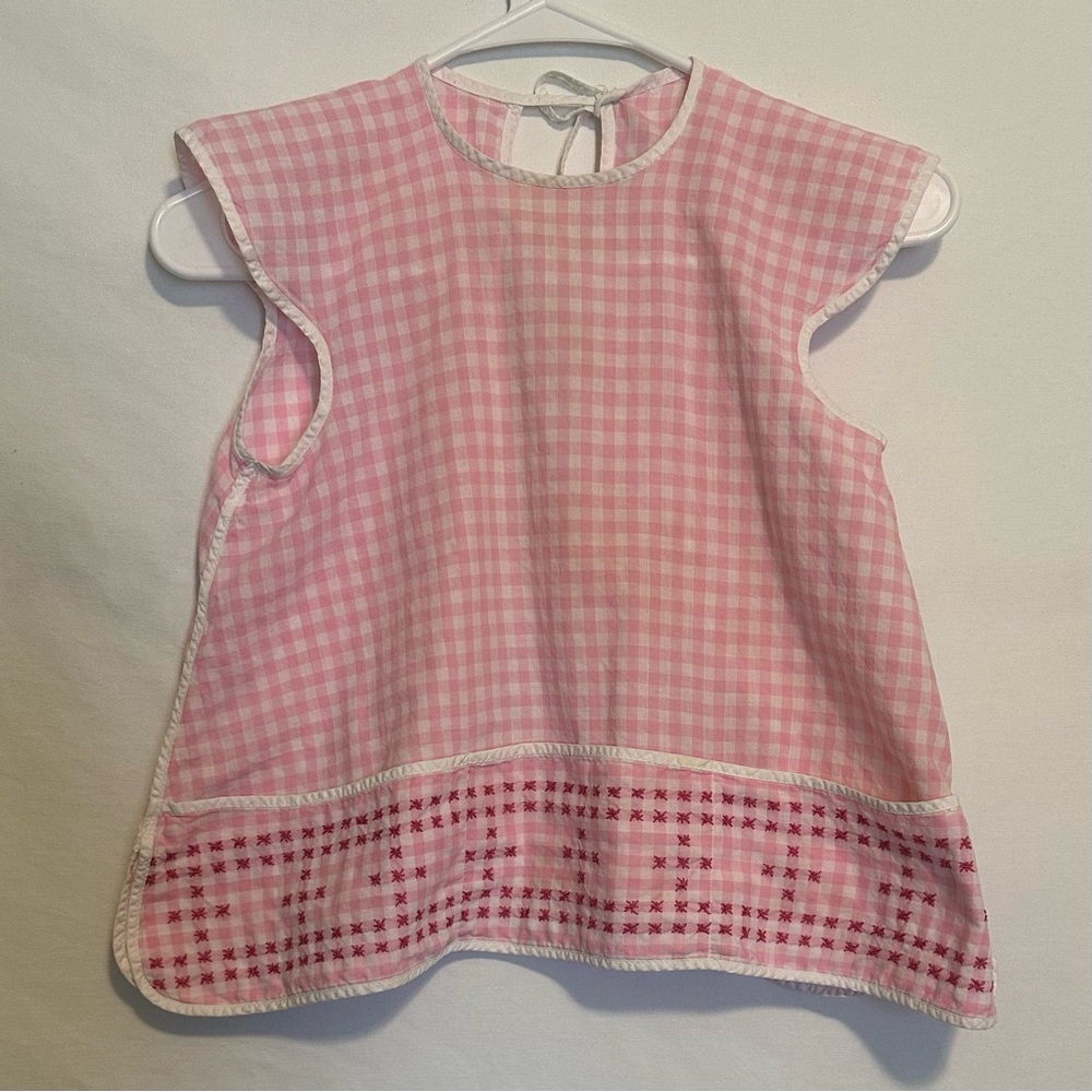 Pink Gingham Sleeveless Blouse